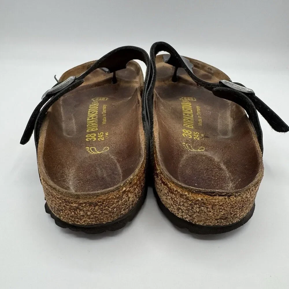 Birkenstock Gizeh Sandals Womens EU 38 US 7-7.5 Black Cork Narrow